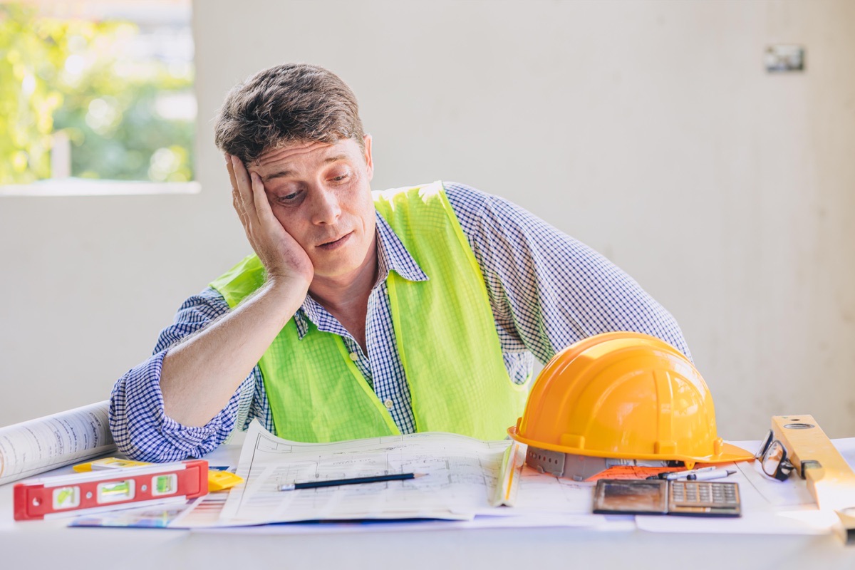 Contractor looking worried at low lead numbers
