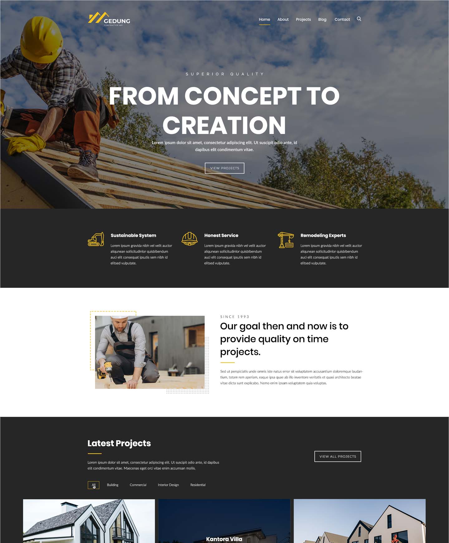 Contractor website mockup