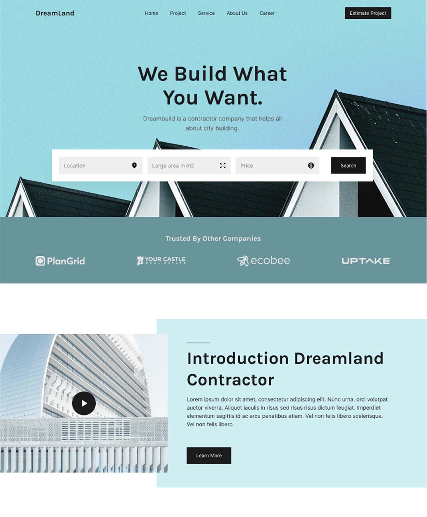Contractor website mockup